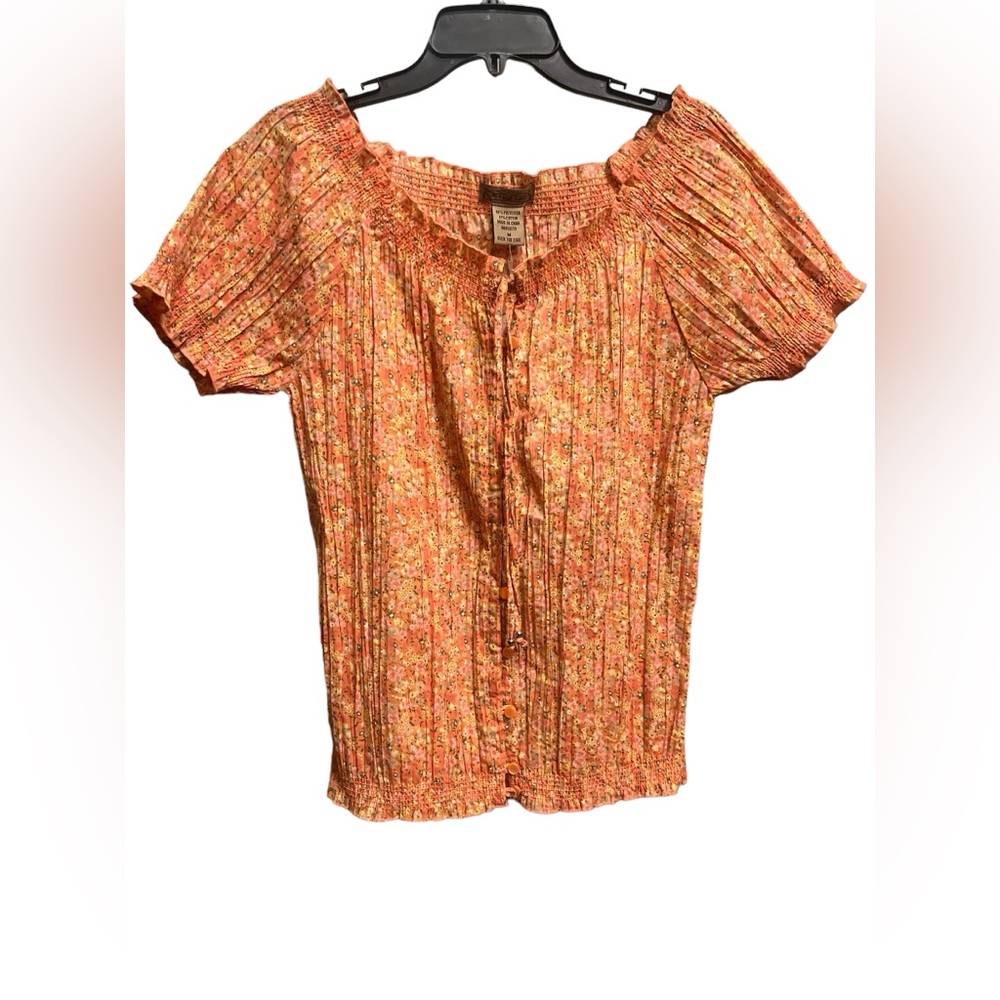 Orange Floral Design Blouse